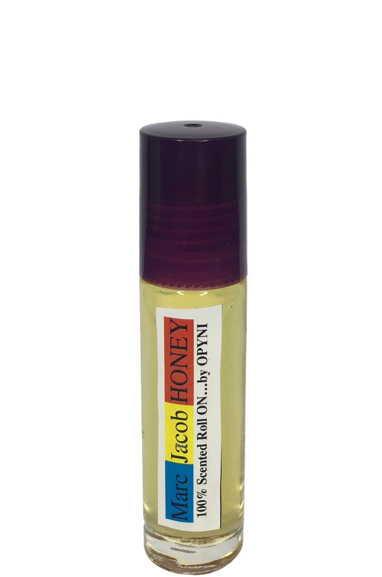 Roll-on bottle of Marc Jacob Honey by Opyneye on a white background