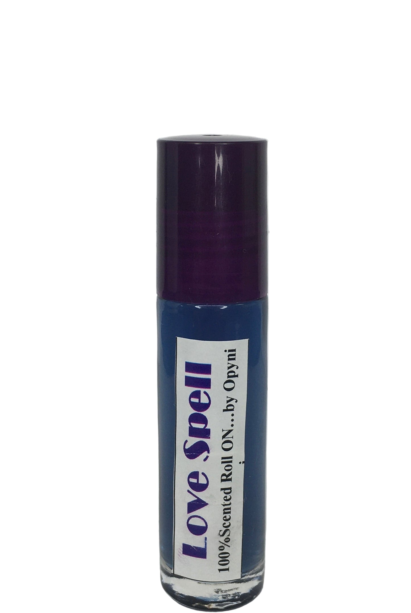 Roll-on bottle labeled 'Love Spell' on a white background